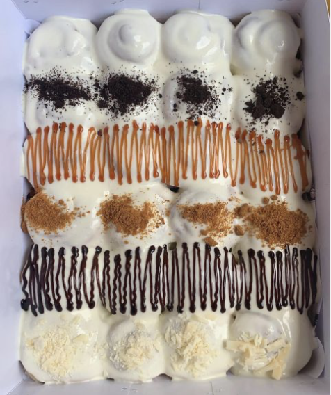 Frosted Cinnamon Rolls with Toppings